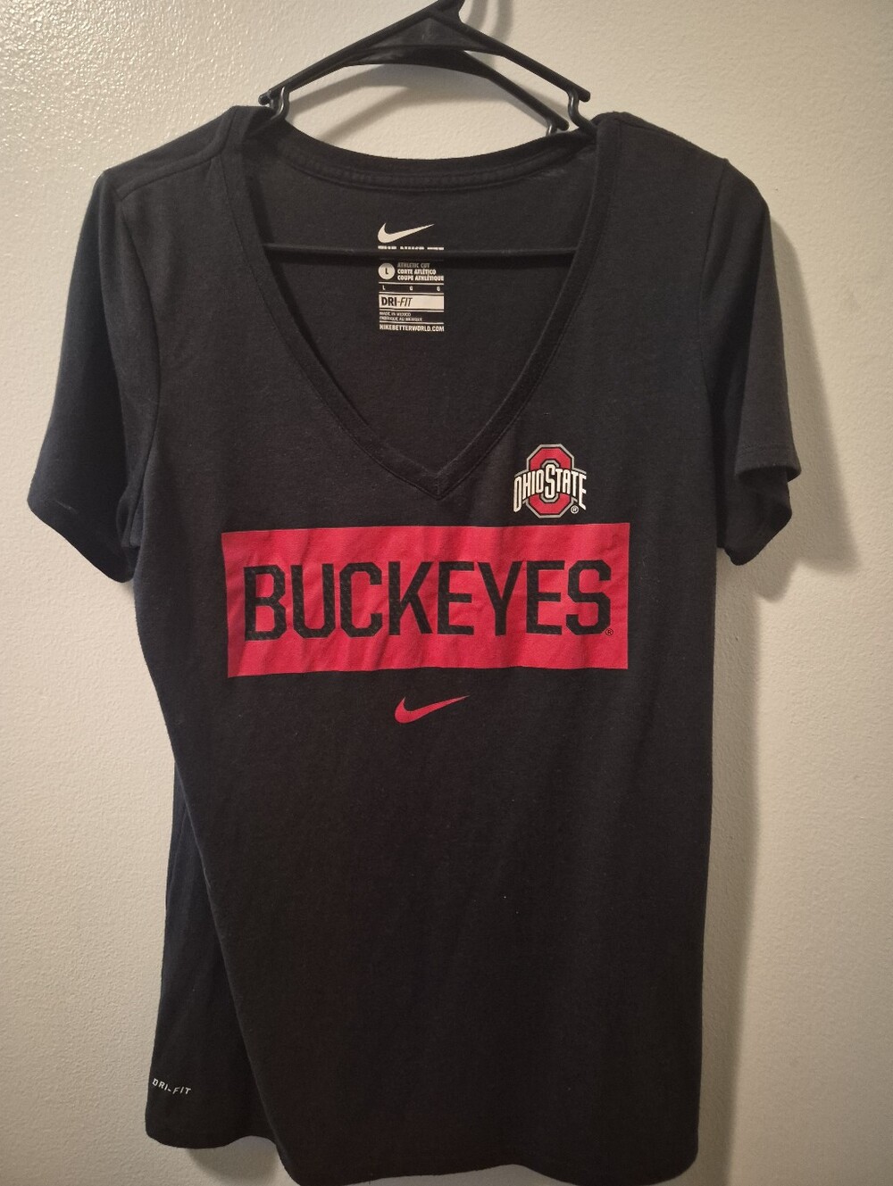 Black And Red NIKE BUCKEYES V NECK TEE SHIRT